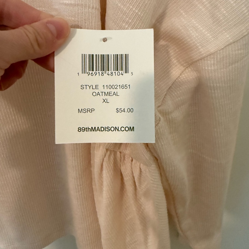 89th and Madison NWT Pink Oatmeal Lightweight Peplum Hoodie Size XL - Picture 3 of 6